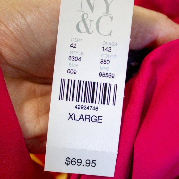 New York & Company Hot Pink Tie Front Blouse sz xl - Picture 5 of 5